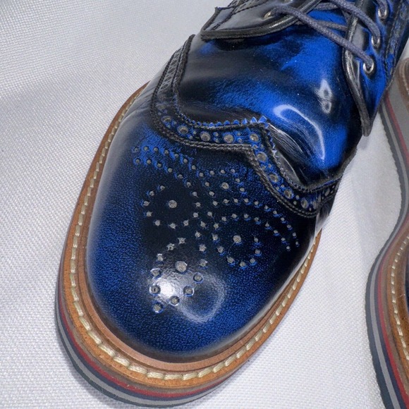 Jared Lang Wingtip Leather Royal Blue Oxford Dress Lace Up Shoes Loafer Men 44 main image 12